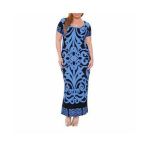 Blue Printed Jasmine Maxi Dress